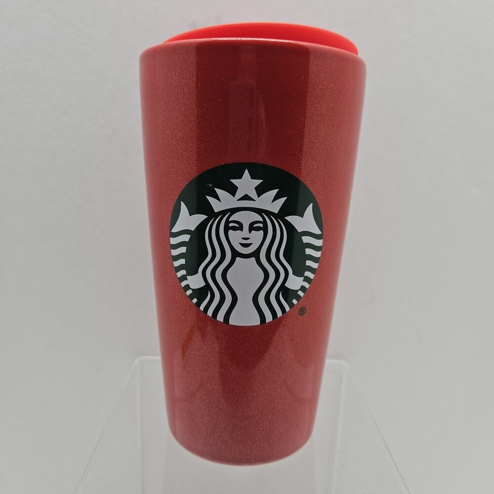 Starbucks Coffee Holiday Red Ceramic 12 oz. Travel Tumbler W/Lid